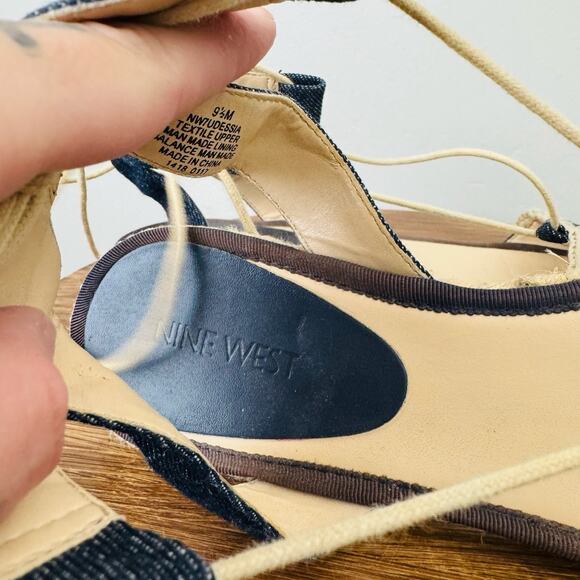 Nine West Navy Blue Canvas Unah Toe Sandals Women’s Size 9.5 - Picture 8 of 10